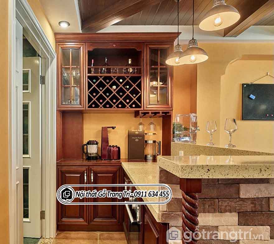 Mẫu tủ rượu âm tường tinh tế